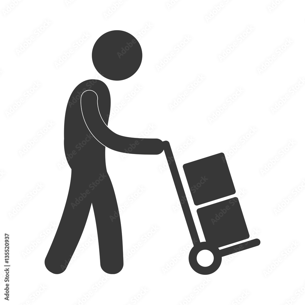 man with hand car delivery boxes worker figure pictogram vector illustration eps 10 man with hand car delivery boxes worker figure pictogram vector illustration eps 10