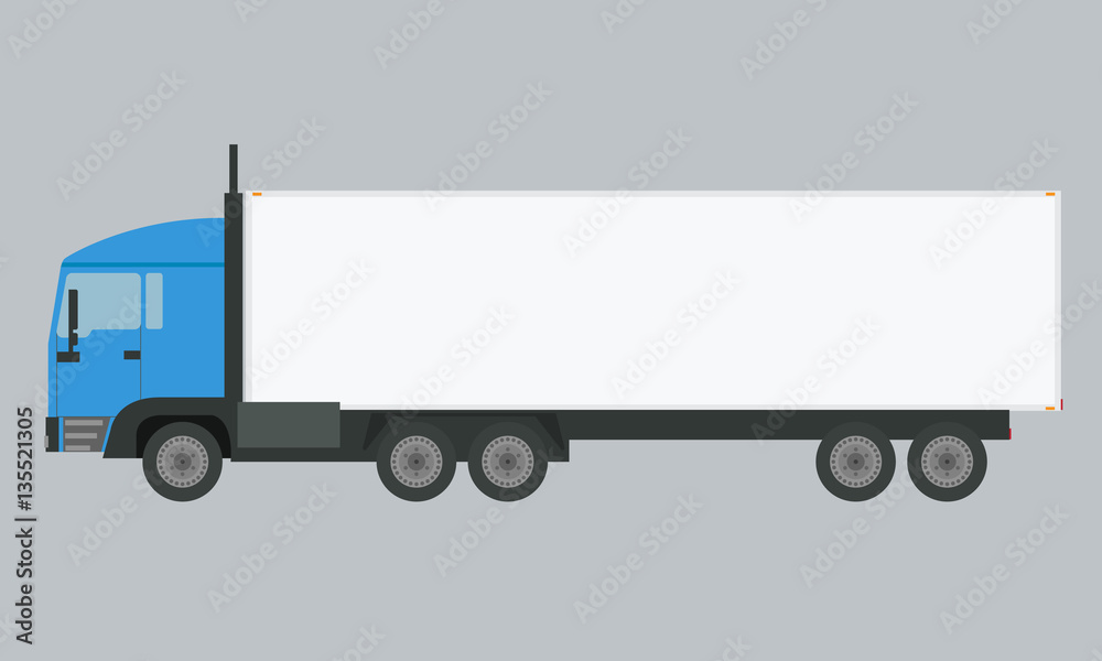 Long vehicle trailer truck with flat and solid color design. Illustrated vector icon. Long vehicle trailer truck with flat and solid color design. Illustrated vector icon.