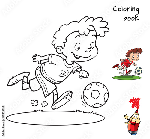 Football player. Coloring book. Cartoon vector illustration