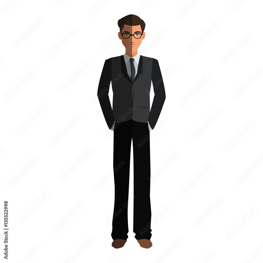 businessman cartoon icon over white background. colorful design. vector illustration