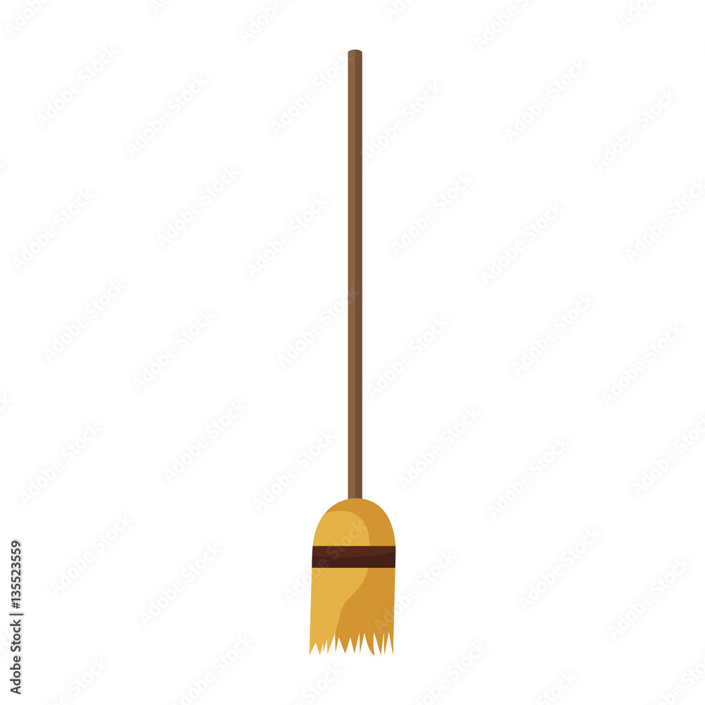 broom cartoon icon over white background. colorful design. vector illustration broom cartoon icon over white background. colorful design. vector illustration