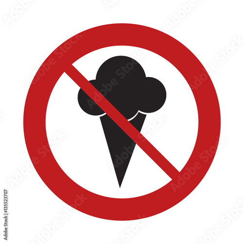 prohibited sign road ice cream sweet frozen vector illustration eps 10
