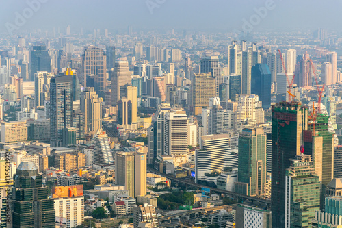 the landscape of the building in bangkok thailand. from baiyok sky tower.