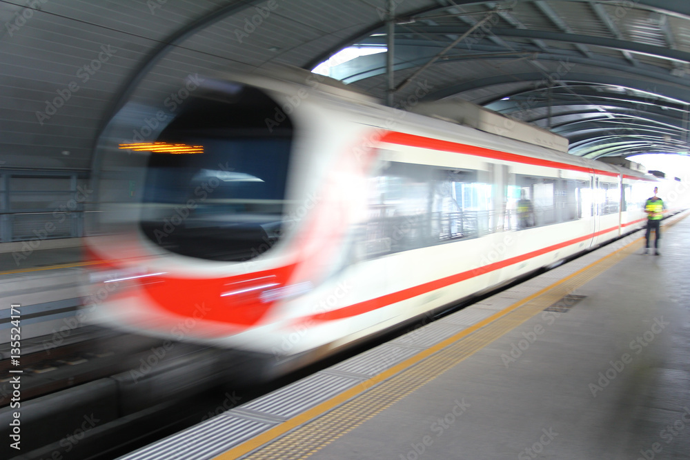 Fototapeta premium Motion blur outdoor of high speed train.