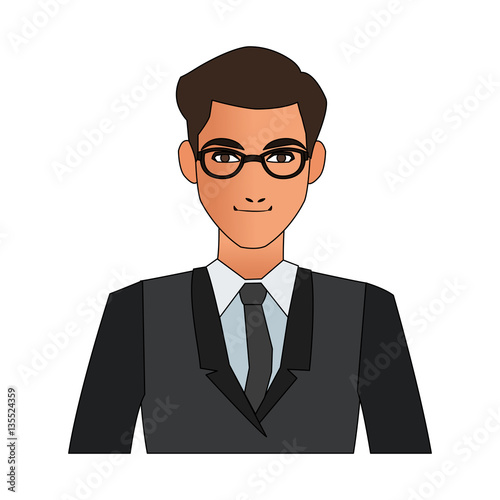 businessman cartoon icon over white background. colorful design. vector illustration