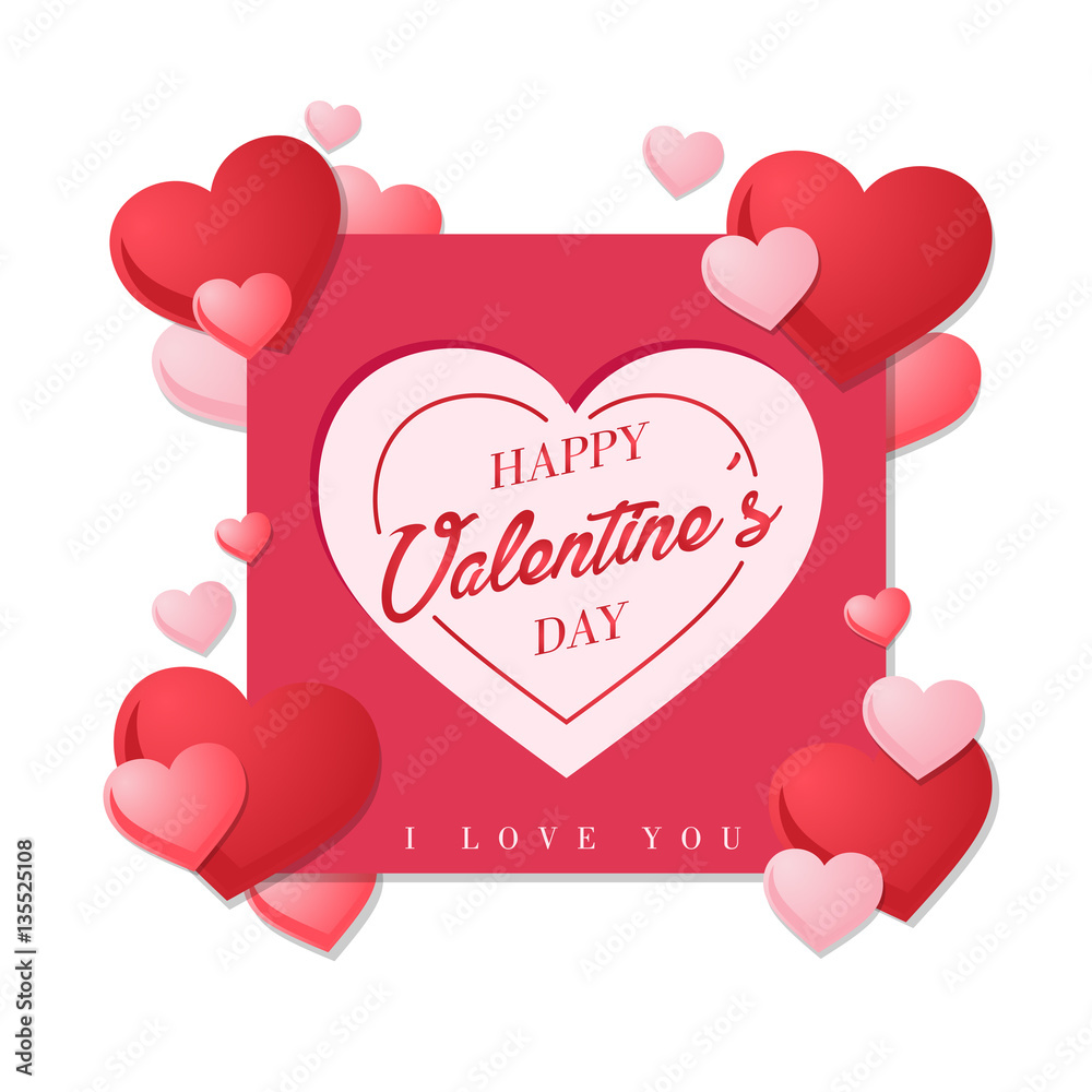 Modern Romantic Happy Valentine Card, Suitable for Invitation, Web Banner, Social Media, and Other Valentine Related Occasion