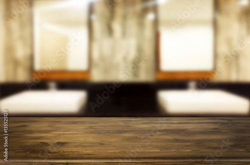 Selected focus empty brown wooden table for product display mont © snowing12