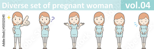Diverse set of pregnant woman, EPS10 vol.04  (Pregnant women wearing short-sleeved clothes)