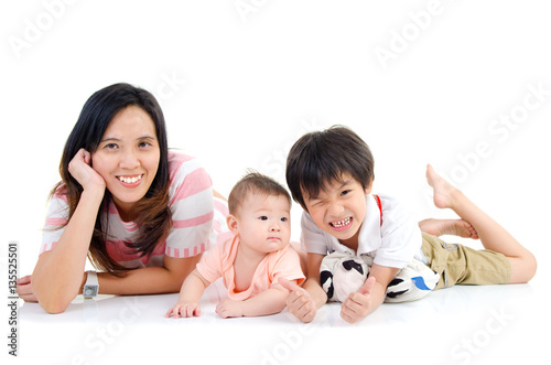 Asian mother and kids