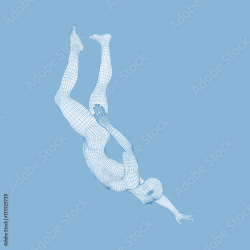 Man Falls Down from a Height. Man Fall on a Jump. 