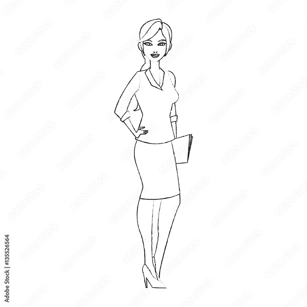 Fototapeta premium businesswoman cartoon icon over white background. vector illustration