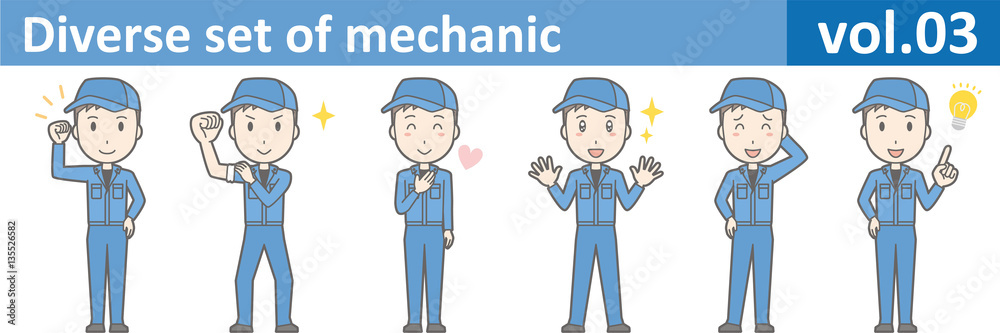 Diverse set of mechanic, EPS10 vol.03 (Young mechanic in blue uniform)