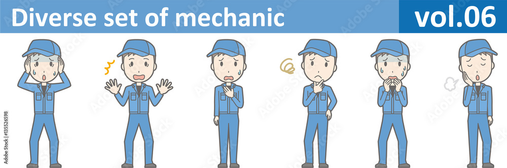 Diverse set of mechanic, EPS10 vol.06 (Young mechanic in blue uniform)