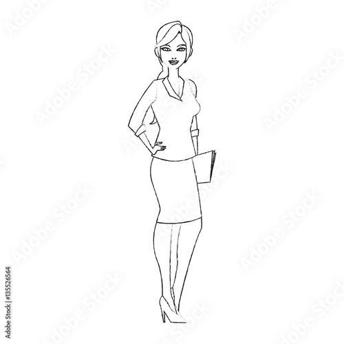 businesswoman cartoon icon over white background. vector illustration