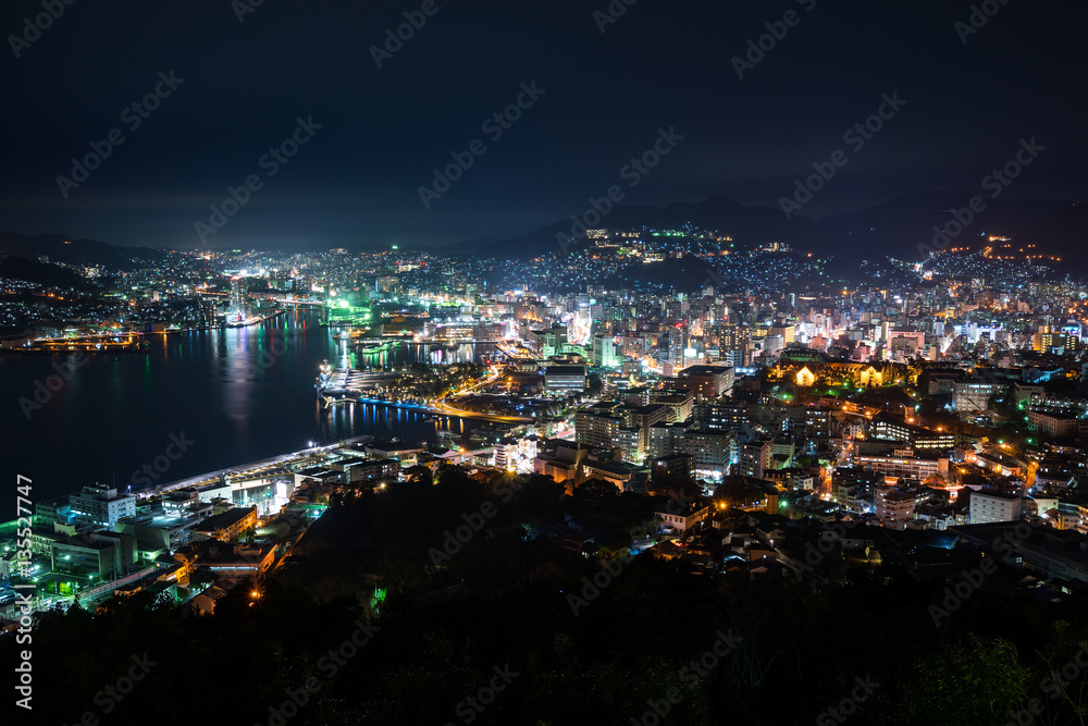 Nightview of Nagasaki Bay (長崎湾夜景) in Nagasaki, Japan.