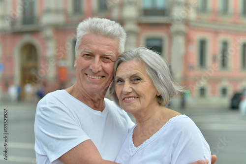 beautiful elderly couple outdoor
