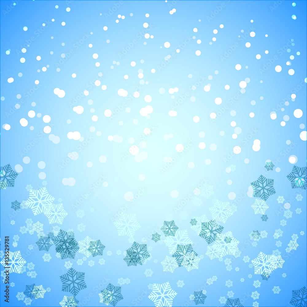 Created snowflake and snow abstract background