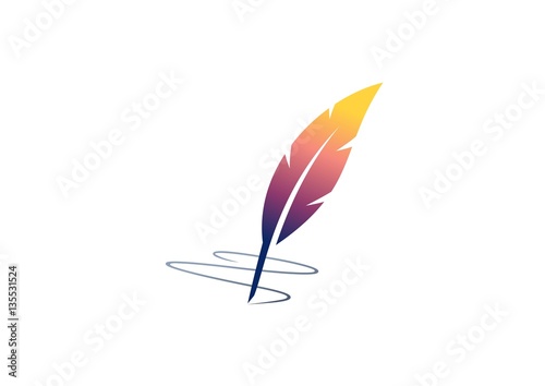 feather logo, concept of colored feathers twilight symbol icon vector design template, abstract elements feather shape illustration logotype