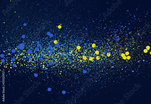 graffiti speckled space background in blue yellow