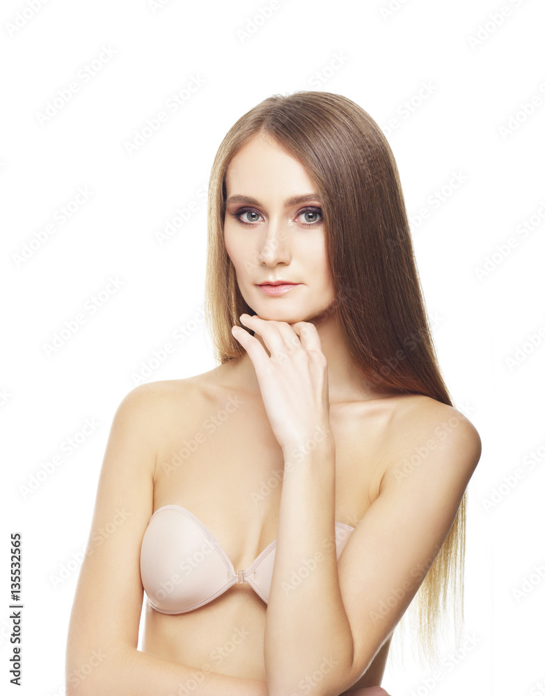 Beauty close-up portrait of beautiful, fresh and healthy girl. Human face isolated on white. Beauty close-up portrait of beautiful, fresh and healthy girl. Human face isolated on white.