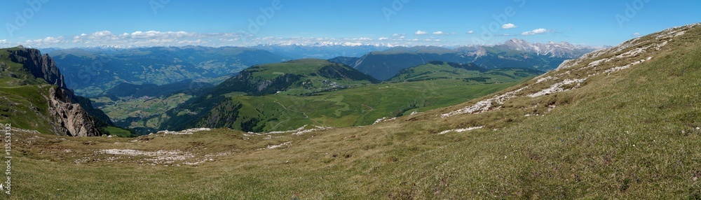 Panorama Aussicht Schlernhochfläche Seiser Alm Tal 