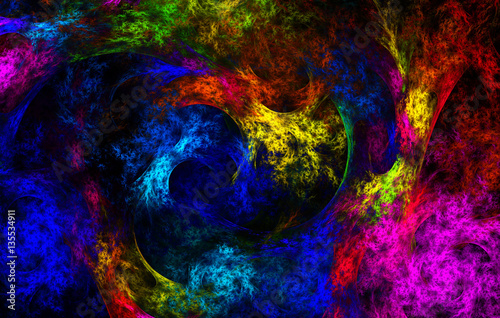 Abstract colorful spiral pattern on a black background. Fractal