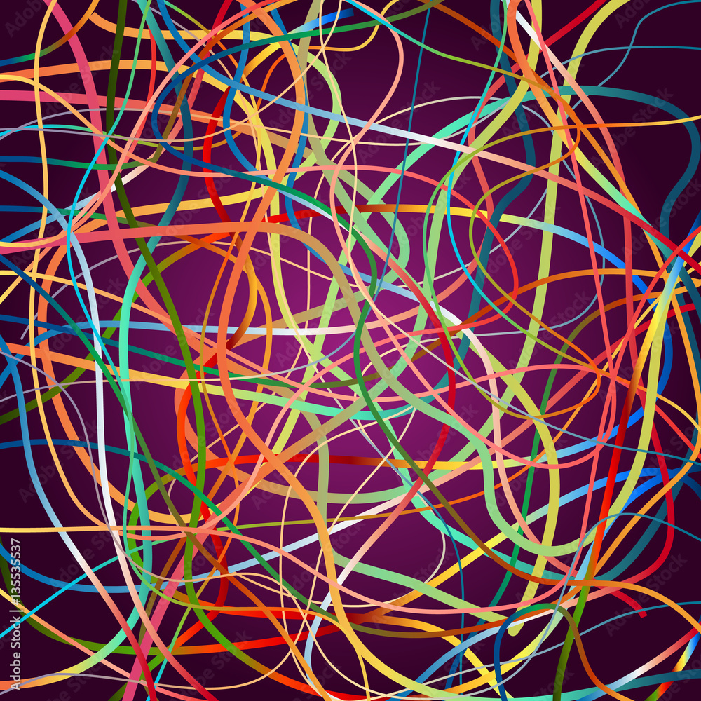 Vector background with moving colorful lines. Bright background of curves lines with a lot of colors. 
