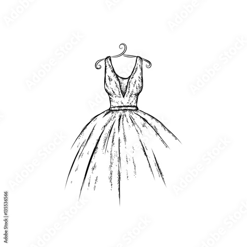 Dress in the vector. Hand drawing clothes . Vintage . Fashion.

