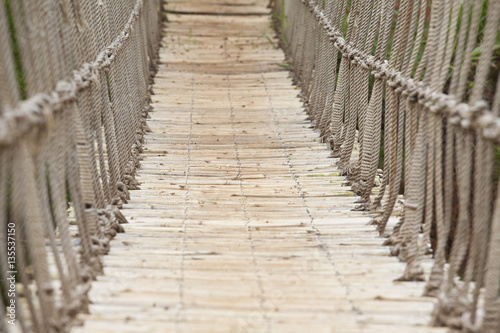 Close up of a hanging bridge