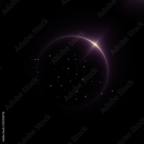 illustration of a planet eclipse in deep outer space with stars