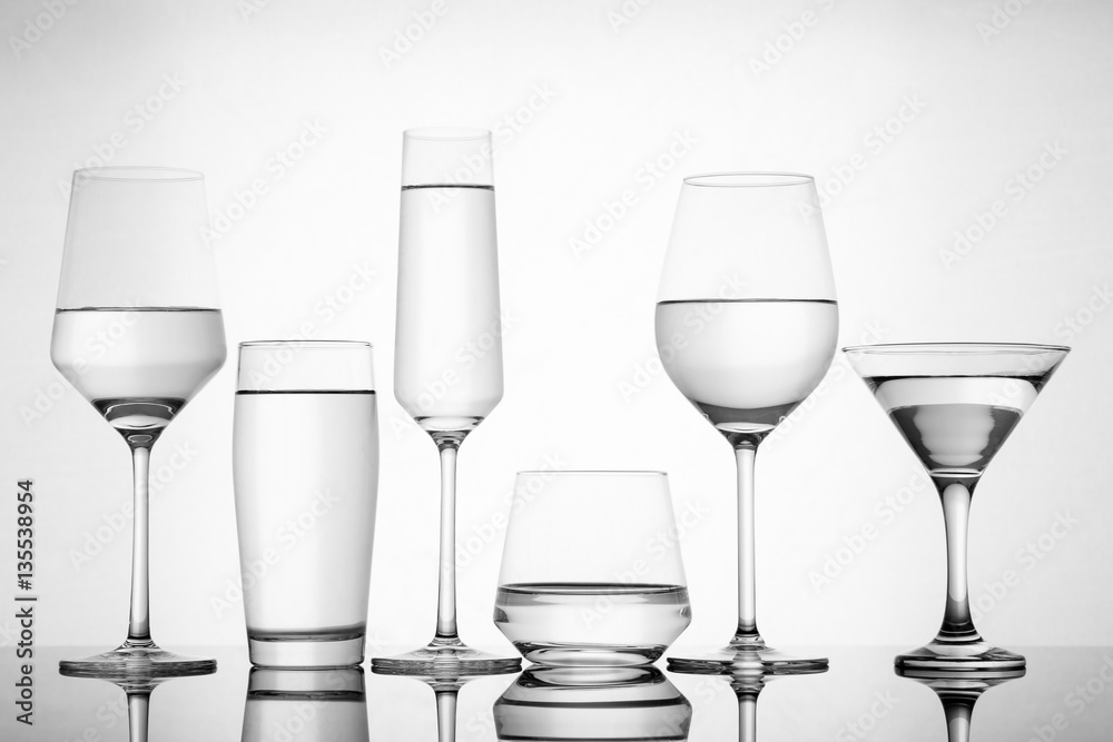 various alcoholic glasses