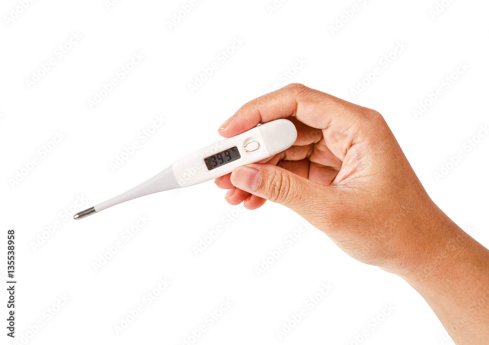 Electronic thermometer in hand. Electronic thermometer in hand.