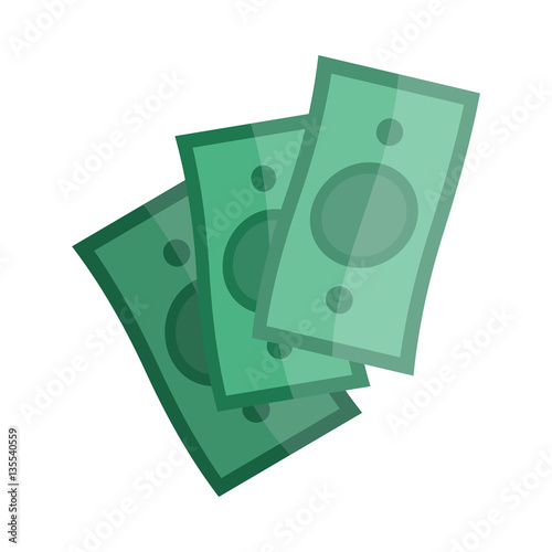 Casino Green Money Isolated on White. Paper Notes.