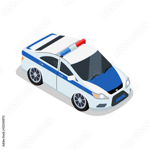 Police Car Illustration in Isometric Projection.