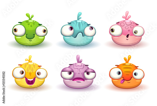 Funny colorful blob characters set.