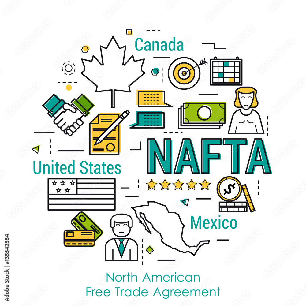 Naklejka premium Line Art Concept - NAFTA