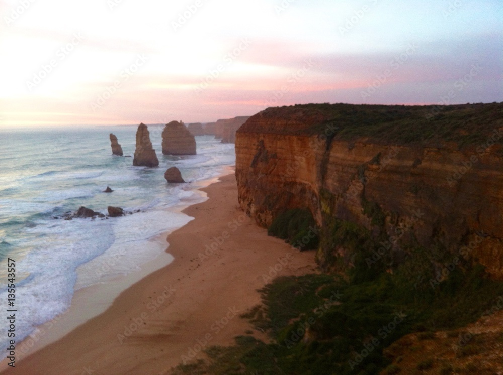 Great ocean road at dawn with the apostles