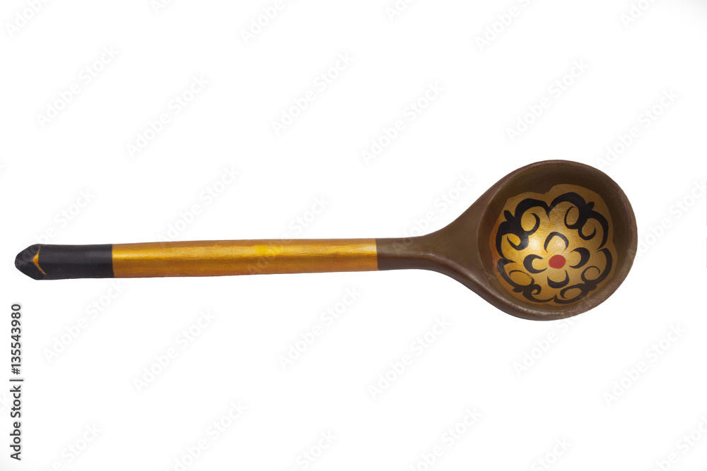 isolated wooden spoon Khokhloma different sizes on a white background isolated wooden spoon Khokhloma different sizes on a white background