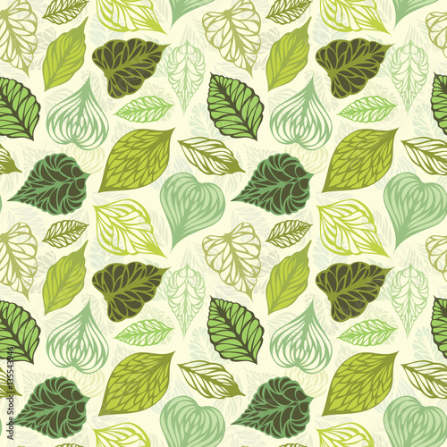 Seamless leaves pattern. © Maljuk