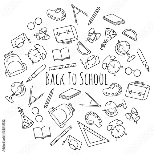 Vector Hand drawn Set of school supplies