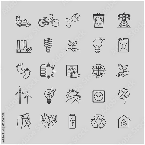 Thin line icons set - ecology, green technology, organic