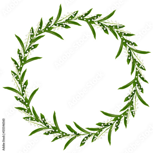 Fototapeta Naklejka Na Ścianę i Meble -  Round frame with lily of the valley flowers