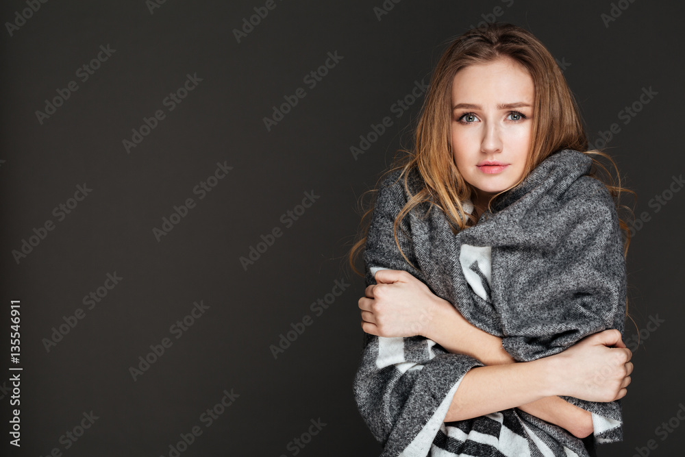 Beautiful woman posing dressed in plaid Beautiful woman posing dressed in plaid