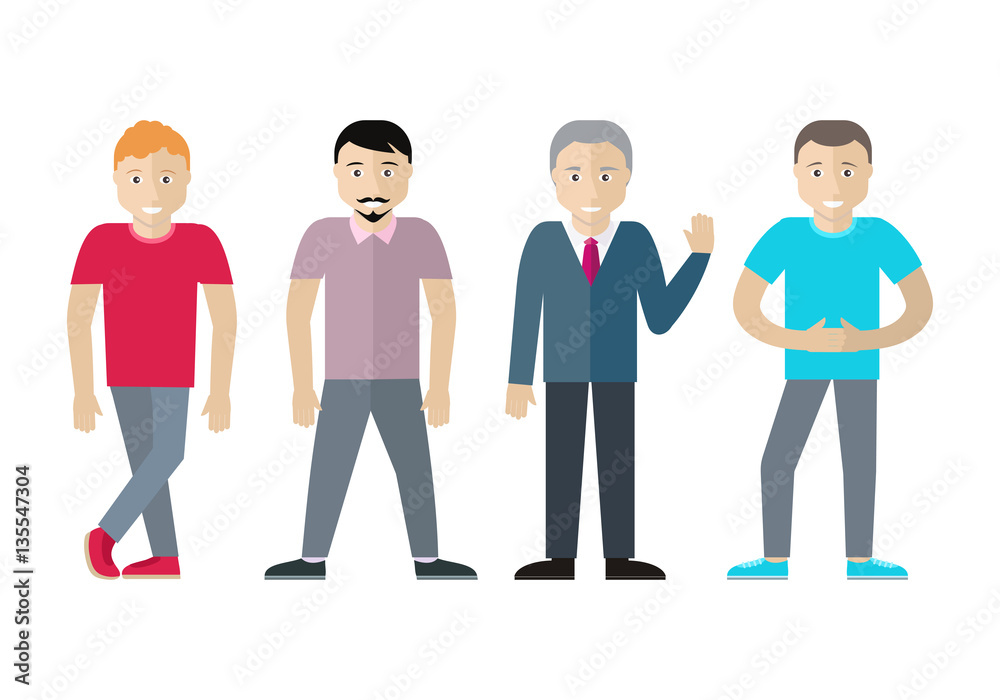 Set of Men Different Age and Status. Vector