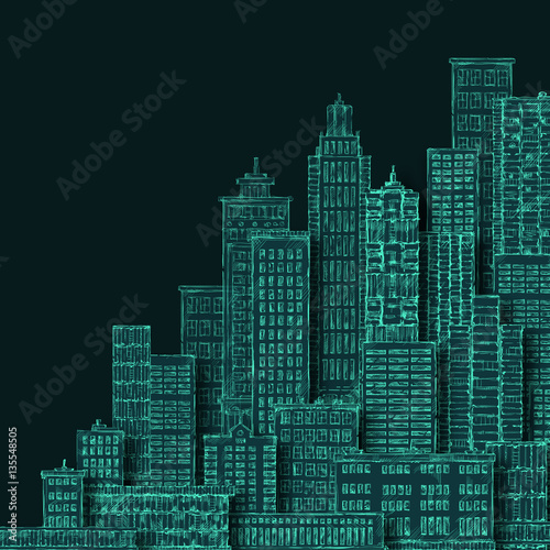 Cityscape Building Line art...