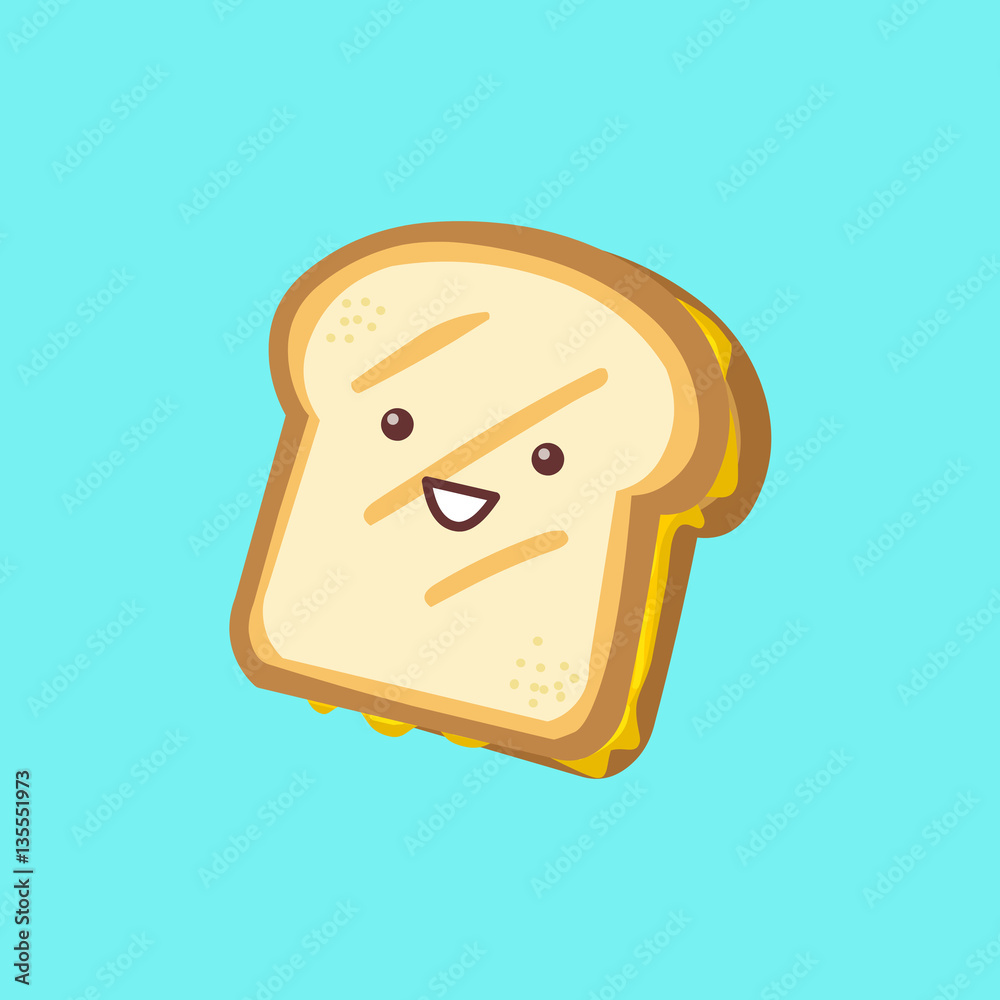 Cute illustration of a grilled cheese sandwich Stock Illustration | Adobe  Stock
