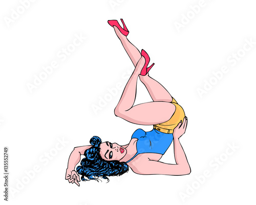 Pin up girl with legs up