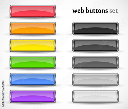 Glossy web buttons set (colour / black and white)