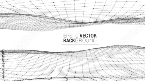 Wireframe polygonal landscape