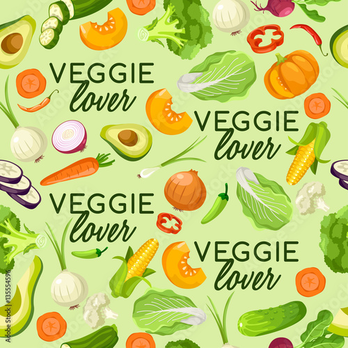 Vegetable Elements   Veggie Lover   Vector Illustration